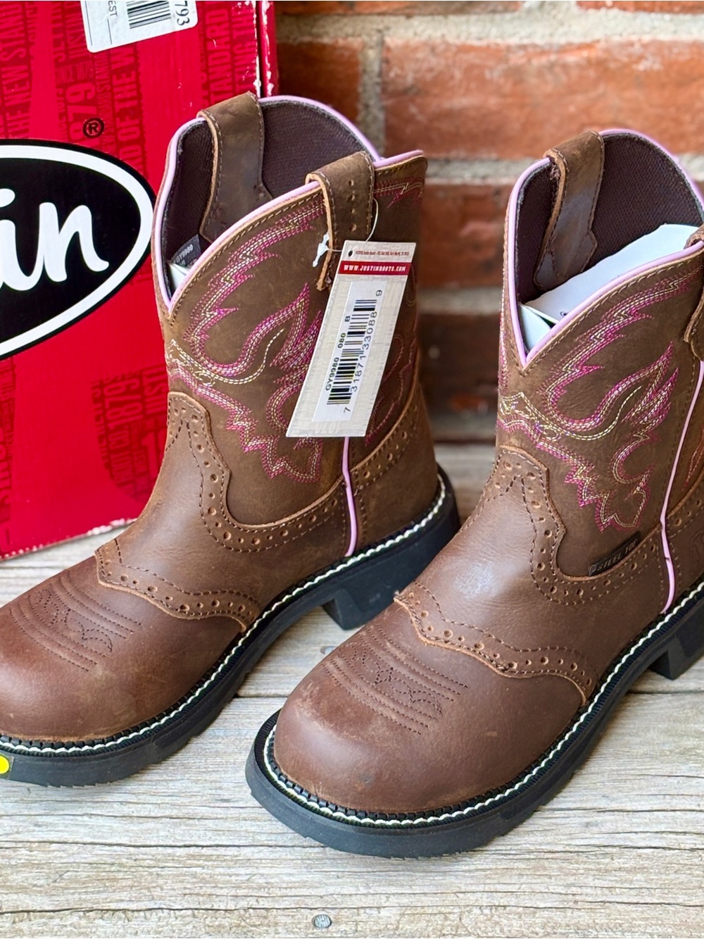 Justin GY9980 Gypsy Women’s Steel Toe Leather Work Western Cowboy Boots 8B